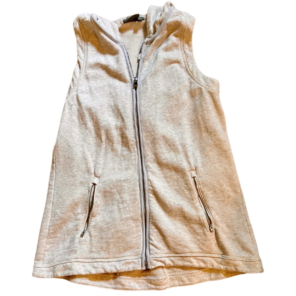 Athleta Hoodie Womens X-Small Heather White Blissful Terry Vest Athleisure Yoga